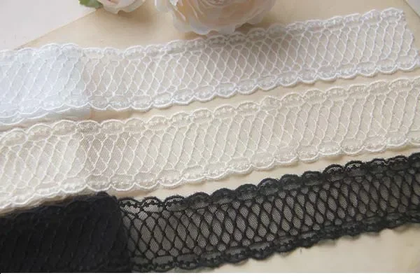Width:5cm (2 inch) Bilaterally Twined Design  Wavy Lace Cotton Net Embroidered Lace for Handwork clothing DIY (ss-808)
