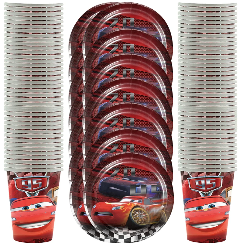 

60pcs/lot Cars Lightning Mcqueen Tableware Set Happy Birthday Party Plates Cups Dishes Decoration Baby Shower Events Supplies