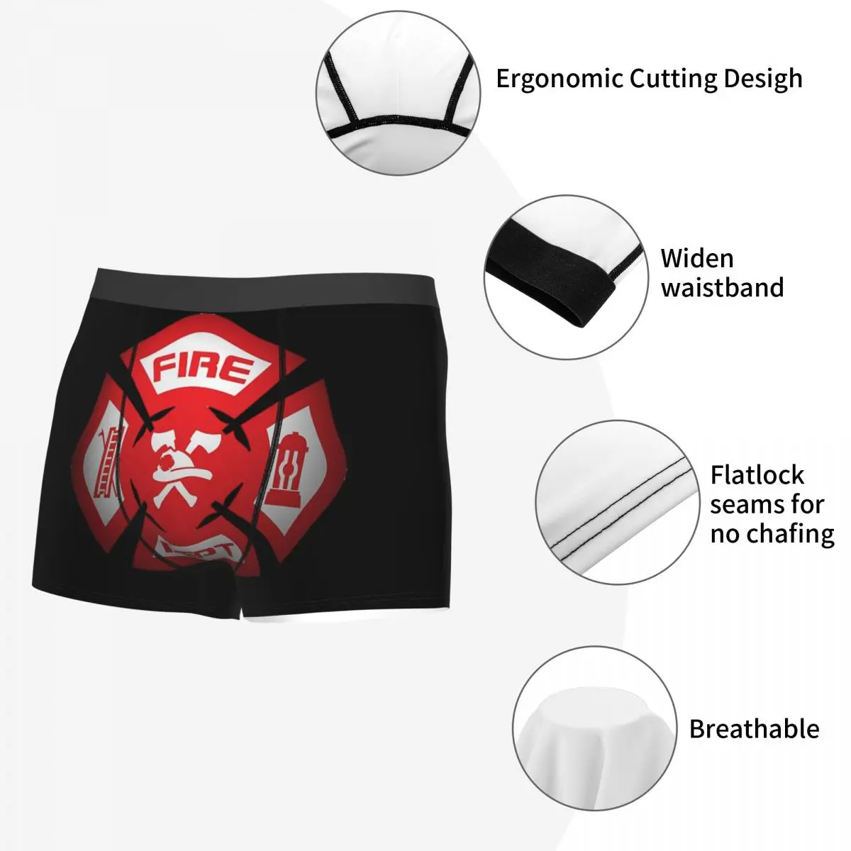 Calzoncillos Bóxer con insignia del departamento de bomberos para hombre, calzoncillos especiales muy transpirables, pantalones cortos con estampado 3D de alta calidad, Idea de regalo