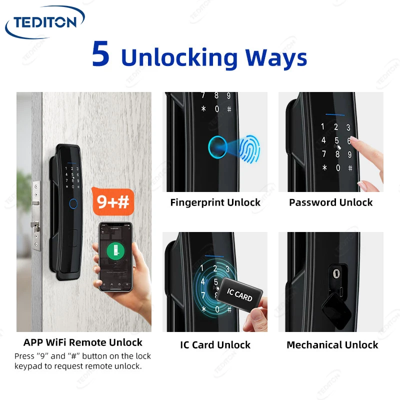 Electronic Lock Body Safety Wifi Digital Fingerprint Card Code Combination Smart Door Lock With Touch Keypad