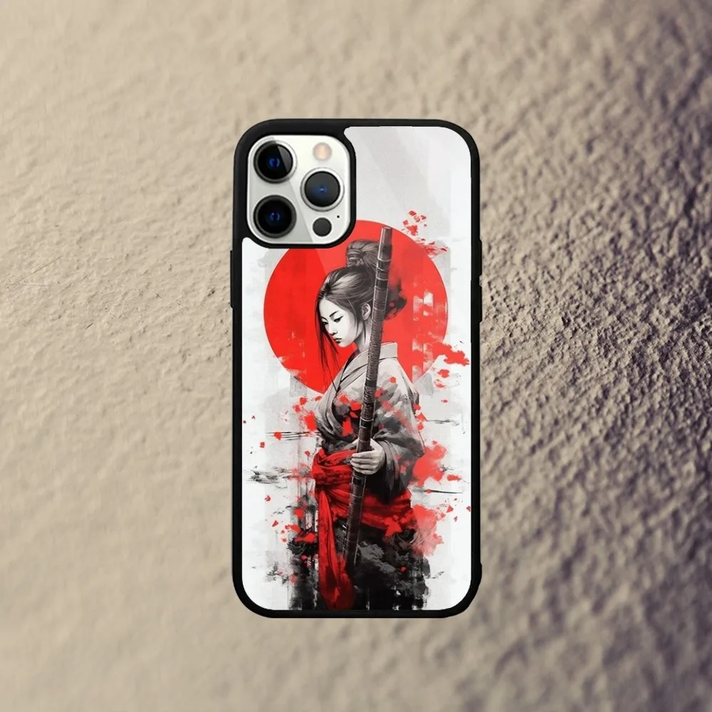 Samurai Warrior Geisha  Phone Case For iPhone 15,14,13,12,11,Plus,Pro,Max Mini Magsafe Magnetic Wireless Charging