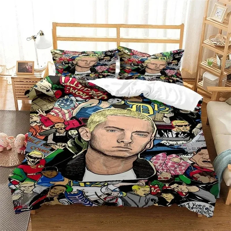 

Hip Hop Rapper Eminem All Season Duvet Cover Bedding Comforter sets Soft Quilt Cover and Pillowcases Single Double Queen King