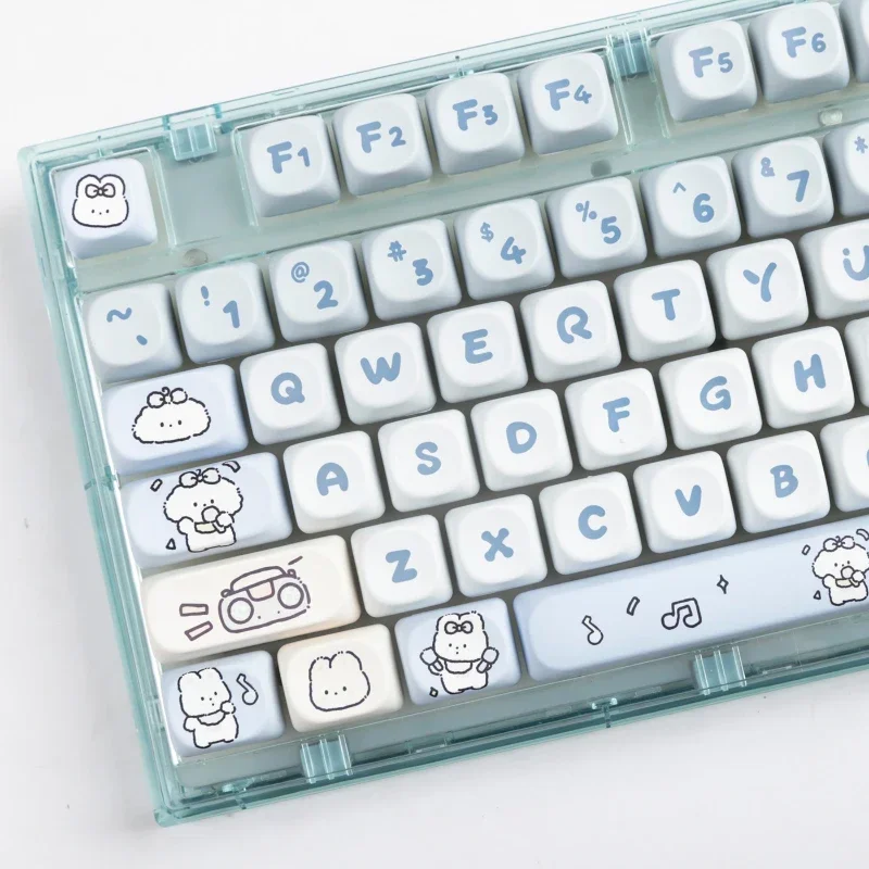 Band Puppy Key Cap Cute Gradient MOA Profile Little Warp Heat Thermal Sublimation Mechanical Keyboard Customization HI75 68 98