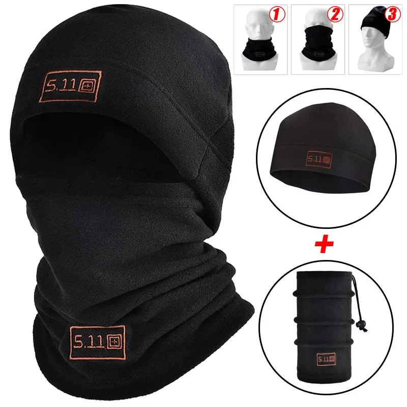 Tactical Military Thermal Head Cover Fleece Hat&Scarf Set Winter Warm Balaclava Face Mask Sports Cycling Bonnet Neck Protector