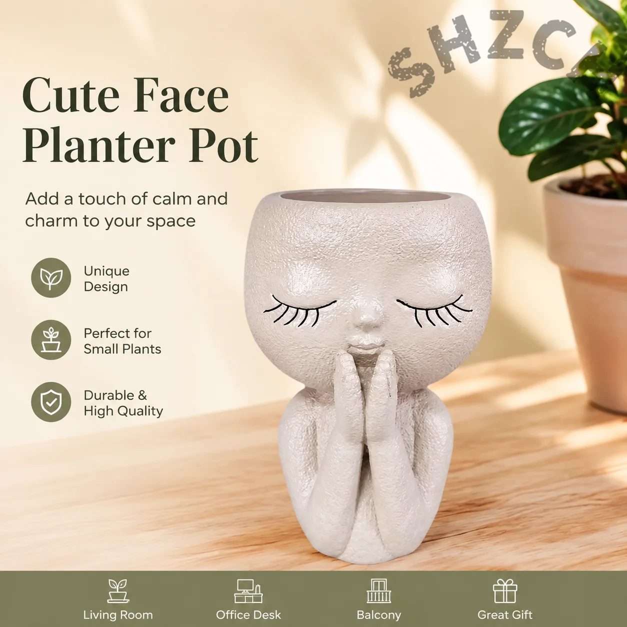 Big-Head Doll Cheek-Holding Ceramic Vase Ornament for Creative Home Decor
