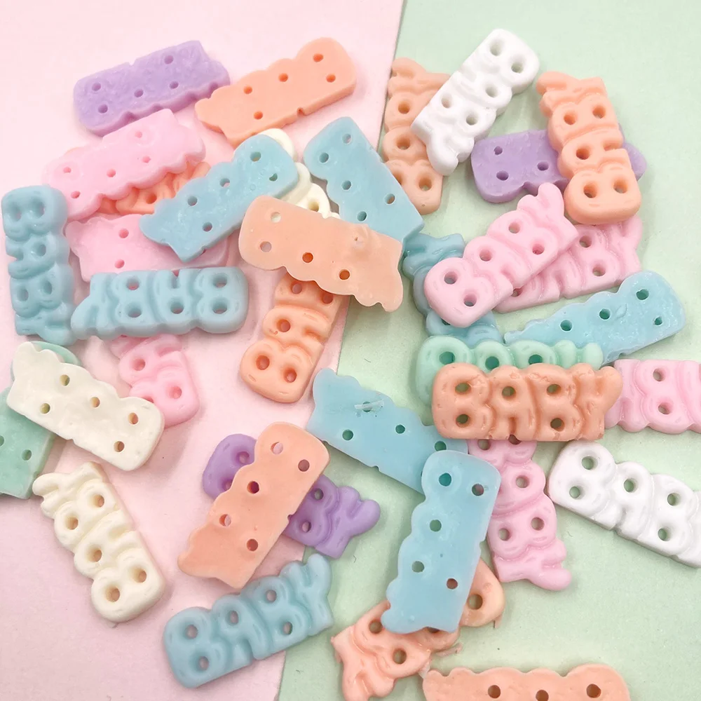 30Pcs/Lot Kawaii Baby Letters Resin Cabochon Flatbacks Embellishments for Scrapbooking DIY Headwear Accessori