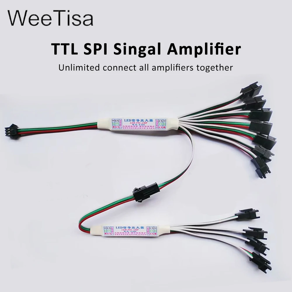 Mini TTL Pixel LED Signal Amplifier DC 5V 12V 24V for WS2811 WS2812B SK6812 3pin Addressable RGBIC Horse Race LED Strip Lights