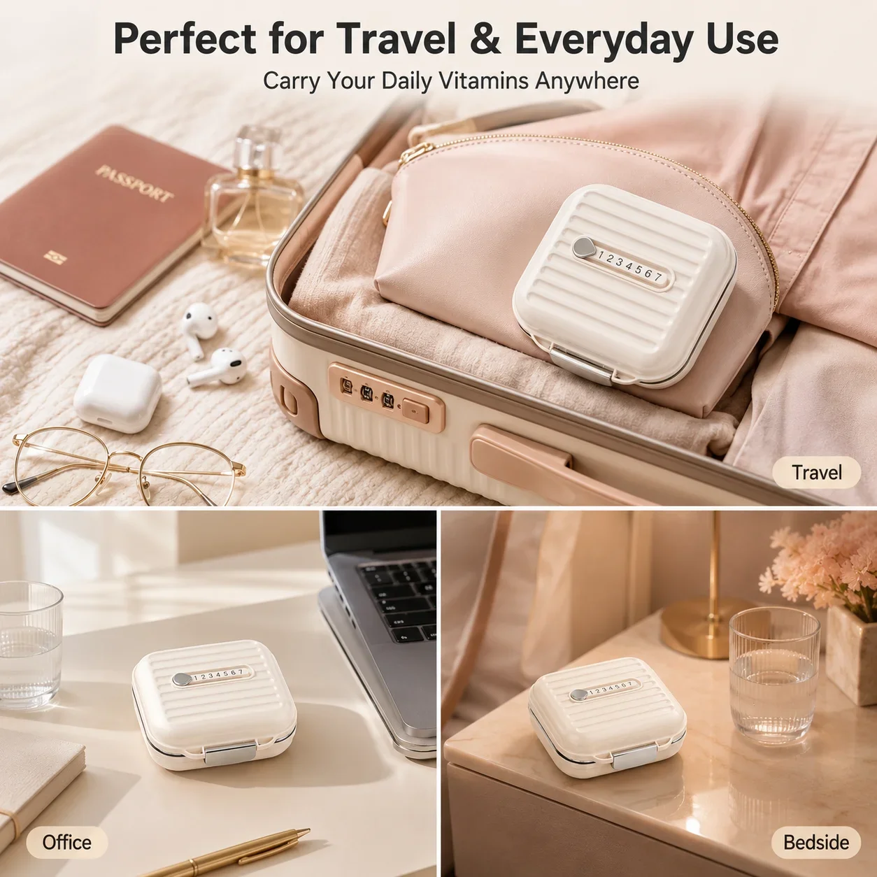 Portable Travel Pill Organizer 7 Compartments Vitamin Organizer Medicine Box Pill Case Daily Supplement Storage Box 6