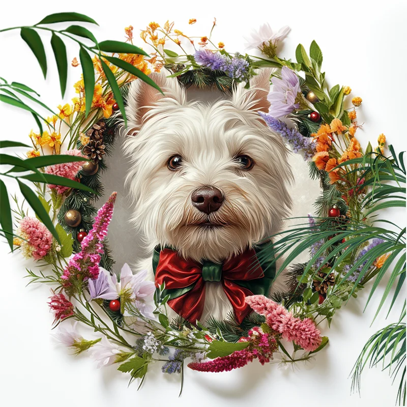 Highland White Terrier Pet Ornaments - Circular Aluminum Decorative Paintings | Perfect Christmas and Halloween Gifts