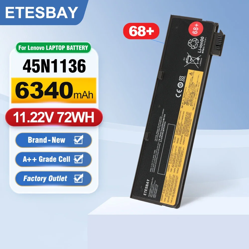 ETESBAY 45N1136 Laptop Battery For Lenovo Thinkpad X270 X260 X240 X250 T450 T470P T450S T440S K2450 W550S P50S 45N1738 68+