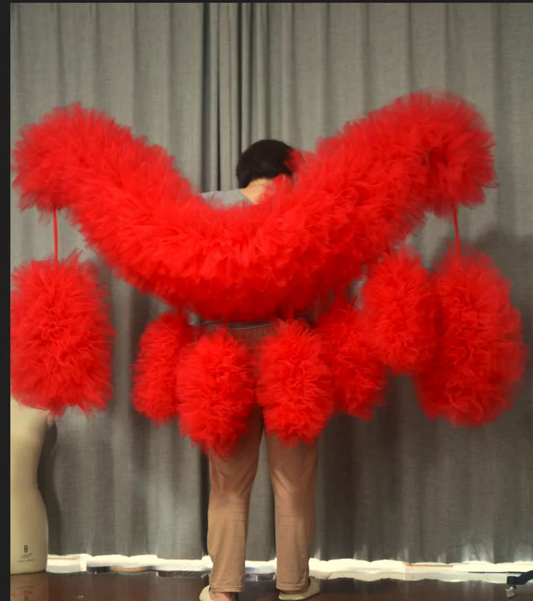 Bonne di tulle giganti Fashion Stage ball party Club soffice volant boa scialle avvolge tippet cappa opera mantello accessorio da sposa personalizzato