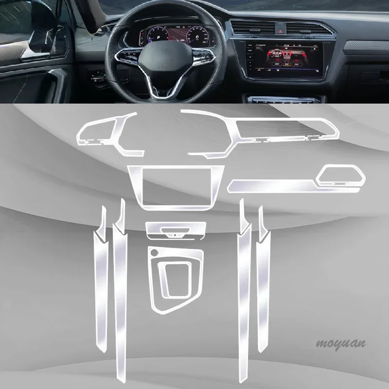 For Volkswagen Tiguan 2021 Car Interior Center Console Transparent TPU Protective Film Anti-scratc Repair Film Accessories Refit