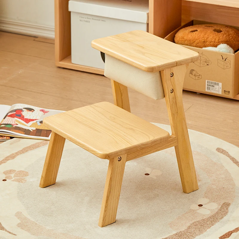 

Solid Wood Step Stool Home Multi-function 2-step Ladder Stool Kids Bathroom Helper Stool Living Room Wooden Storage Rack