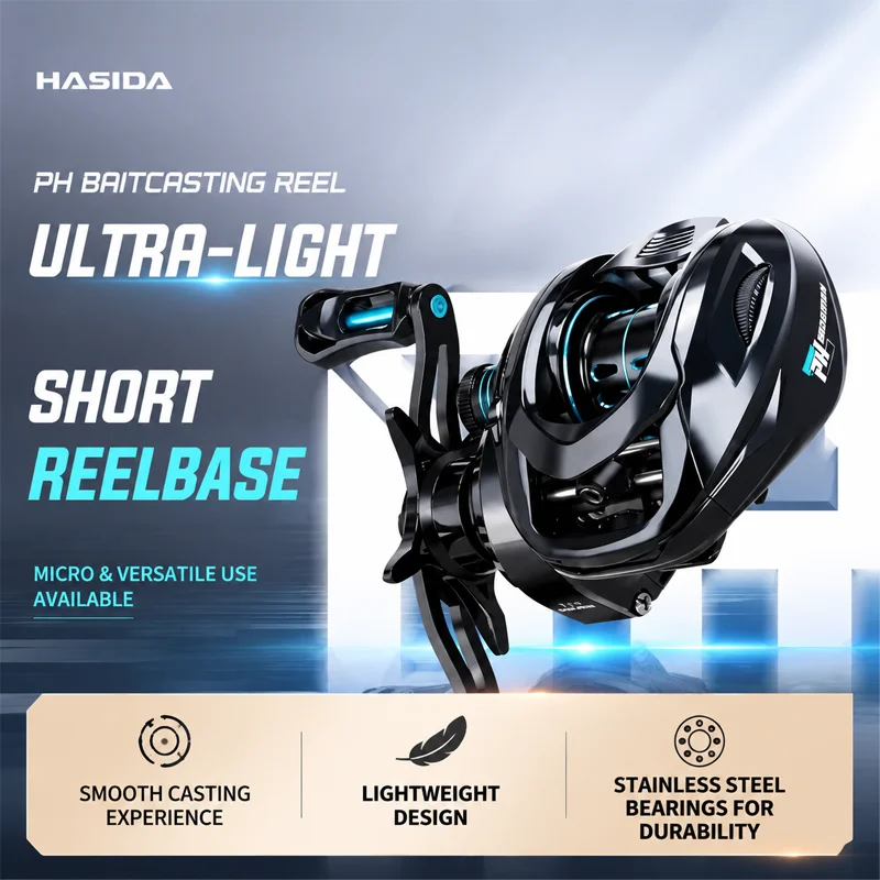 HASIDA Baitcasting Fishing Reel New 4Th Generation Ph Multi Gear Magnetic Brake Anti Backlash Long Casting Ultra Light 7G Spool