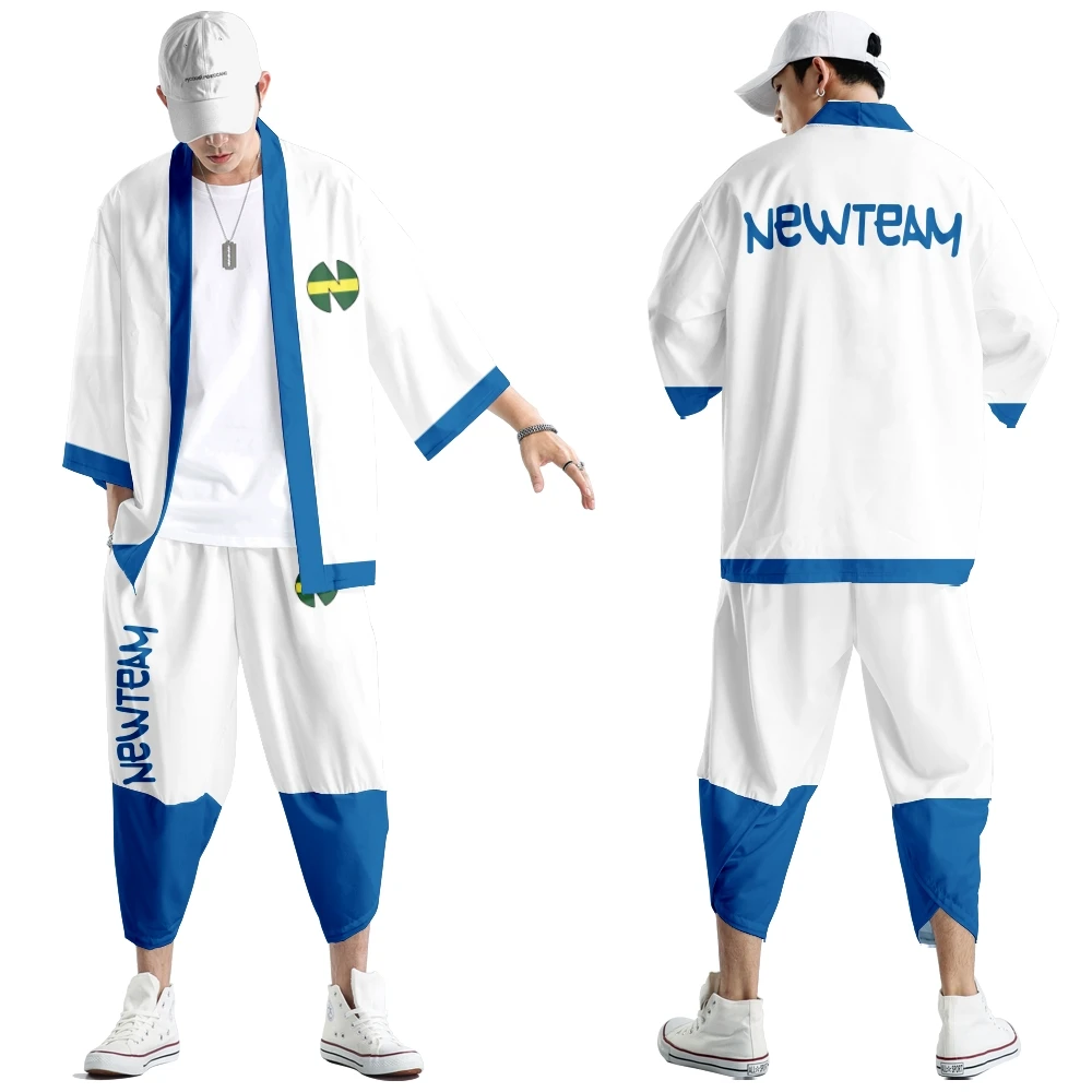 

Anime Captain Tsubasa Ozora Kojiro Hyuga Japanese Style Fashion Kimono And Pants Set Men Cardigan Blouse Haori Obi Asian Clothes
