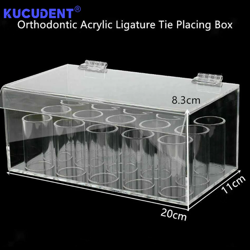 KUCUDENTDental ligature Tie Box Arcylic 18Holes Orthodontic Ligature Tie Placer Holder Transparent Place Storage Box Dental Tool