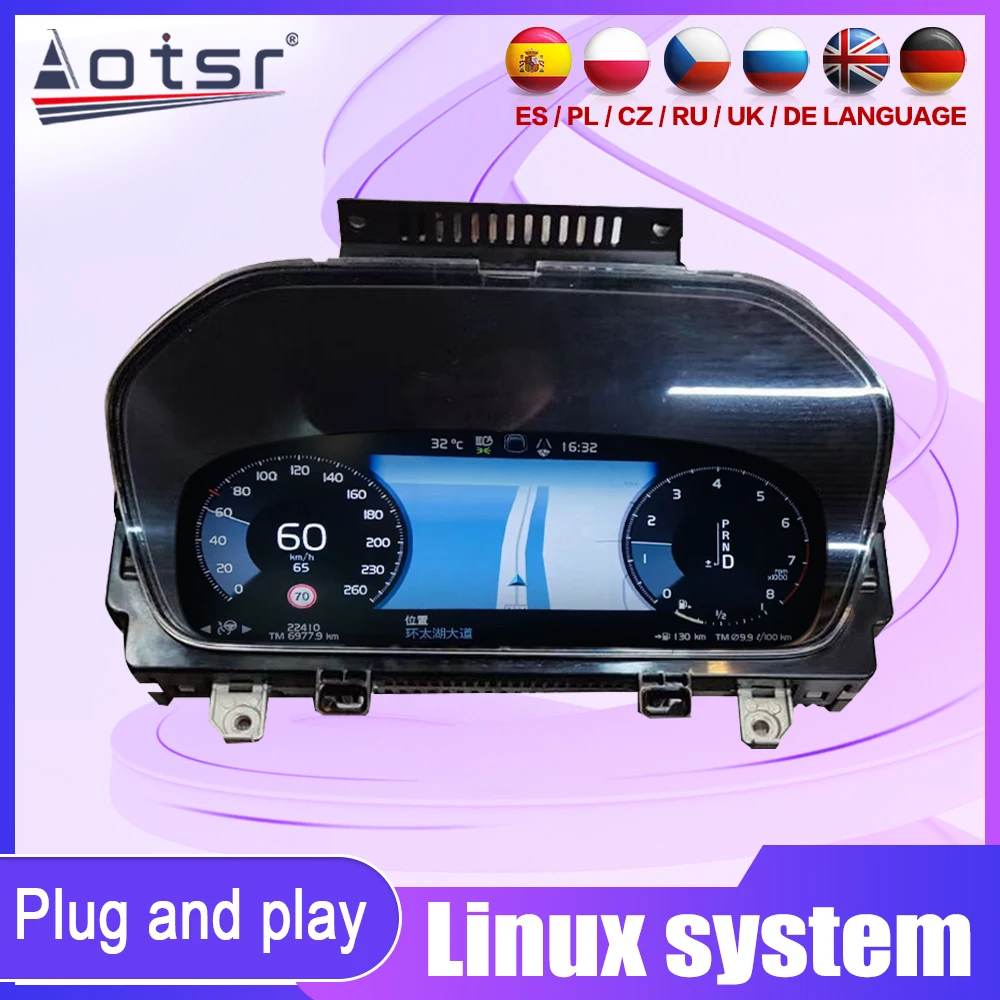 Digital Instrument Panel Virtual Cockpit Digitaal Dashboard For Volvo XC90 High Resolution LCD Gauge Cluster Upgrade Accessory