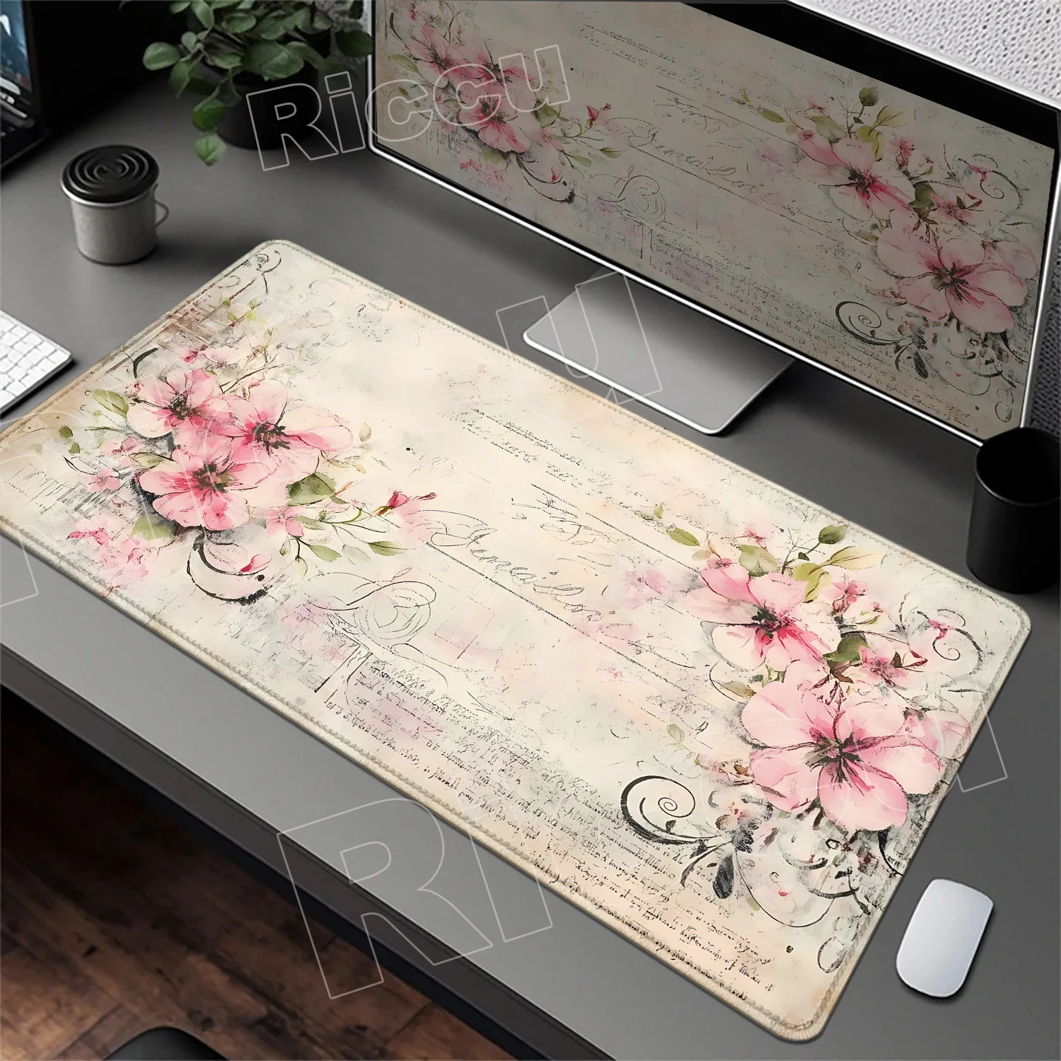 

Pretty Floral Table Mat Plant Mouse Pad Desktop Decoration Large Table Mat Game Player Office Desktop Accessories Keyboard Pad