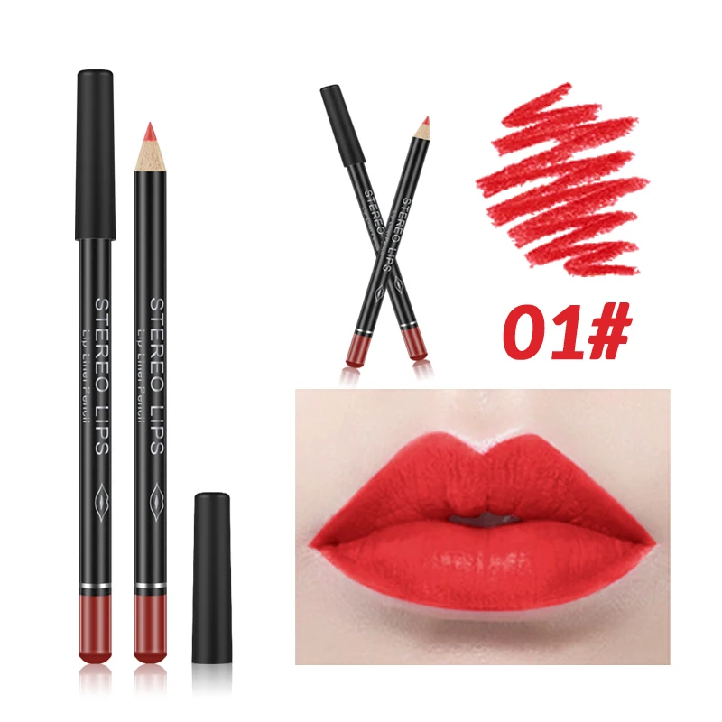 12 Colors Sexy Matte Lip Liner Lipstick Pen Fashion Long Lasting Pigments Waterproof Beauty Makeup Color Optional TSLM1