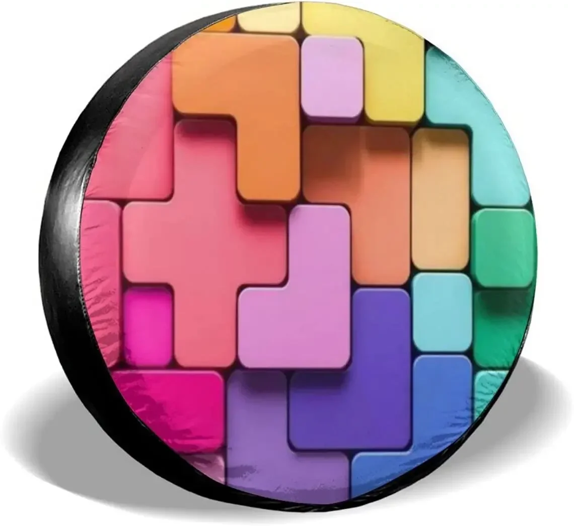 

Delumie Fall Decor Galaxy Rainbow Block Spare Tire Covers Cute Car Accessories For Women Rv Tire Covers For Trailers SUV Tr