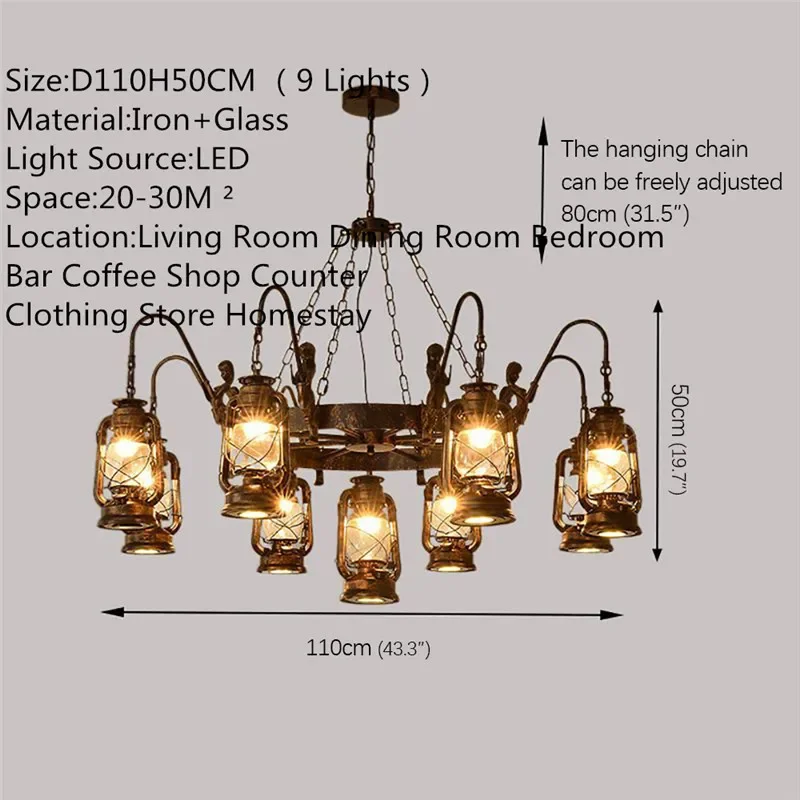 APRIL American Retro Pendent Lamp Industrial Wind Living Room Restaurant Loft Clothing Store Cafe Bar Box Homestay Chandelier