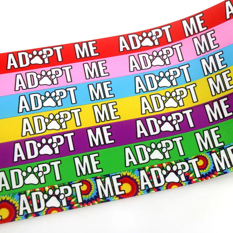 DHK 50 yardas Adopt Me perro cinta de grosgrain estampada accesorios Material decoración para sombreros DIY artesanía de costura S1756