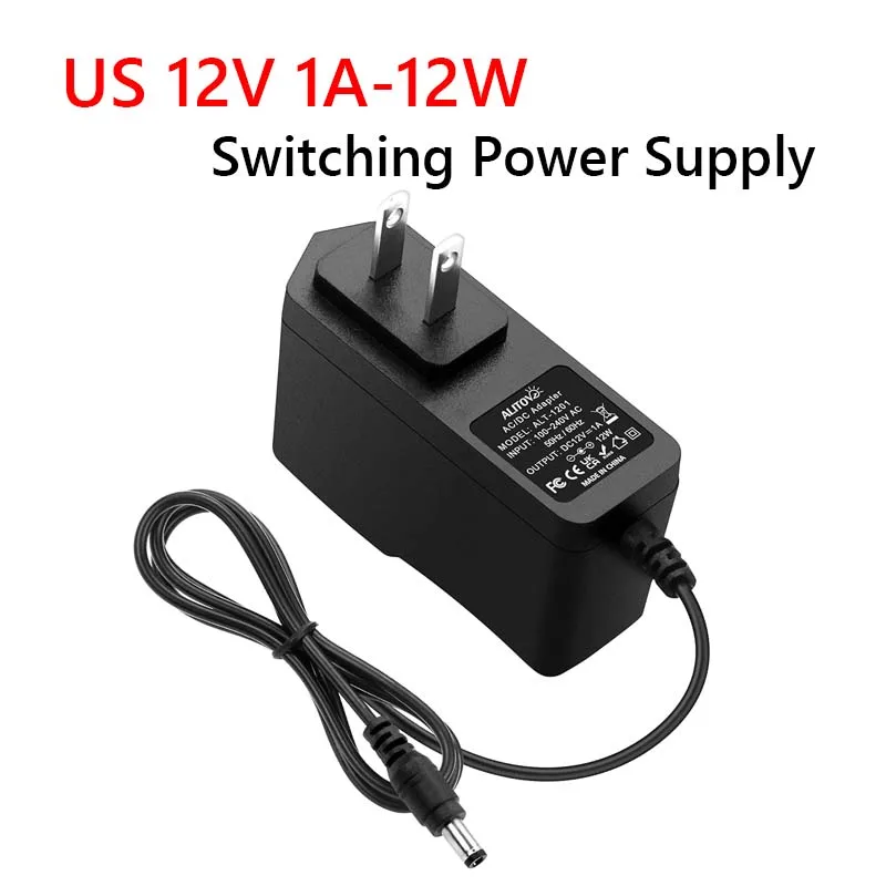 US 12V 1A 12W Power Adapter AC 110V~220V To DC 12V Switching Power Supply 2.1mm*5.5mm DC Male Connector Switch Adapter For Route