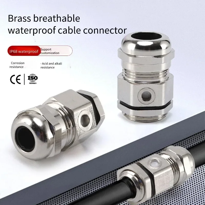 Copper Nickel-Plated Breathing Pressure Reducing Valve Gland Waterproof Connector Cable Breathable Fixed Lock for Enhanced Airfl