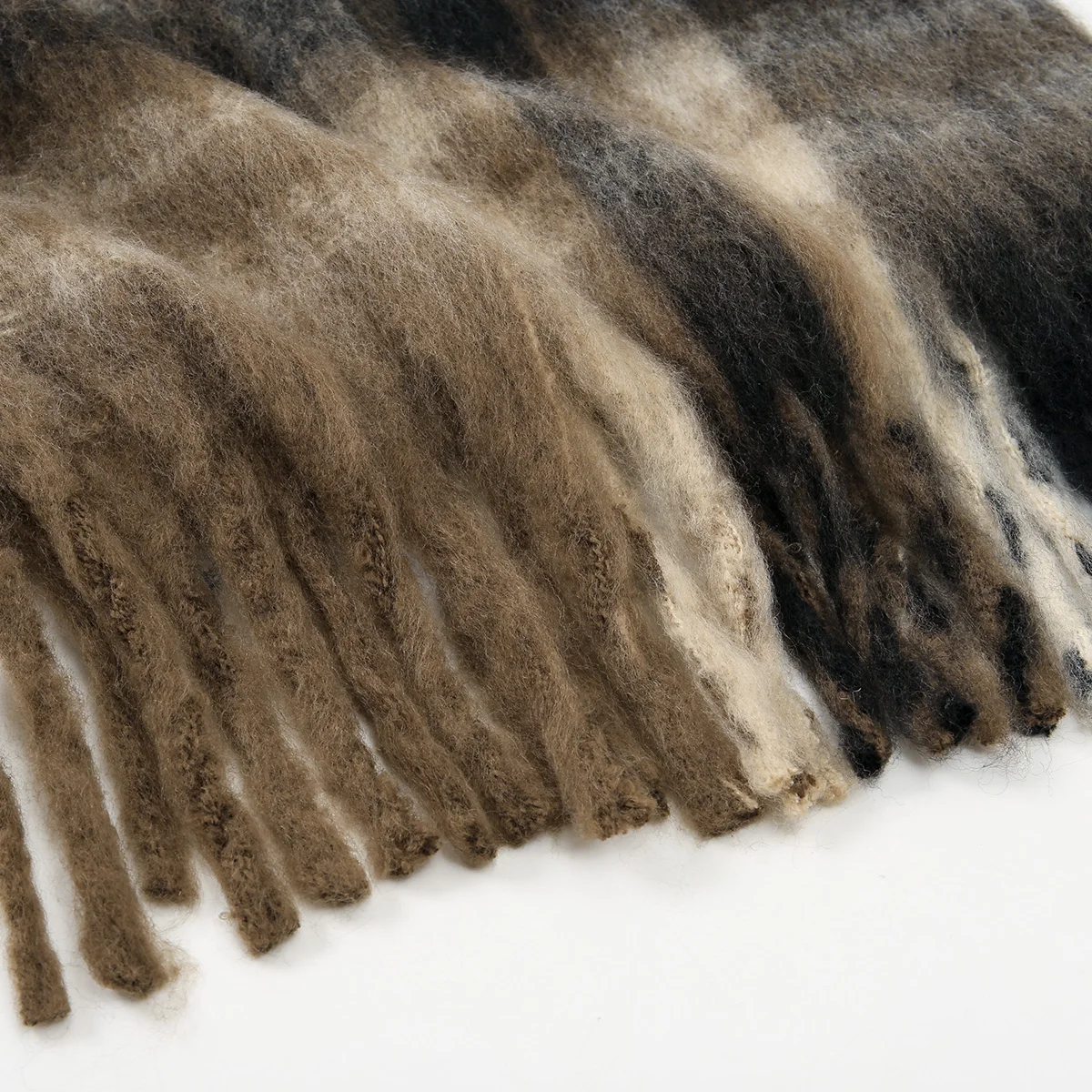 Neuer Leoparden-Kaschmirschal für Damen, Winter, hält warm, modischer kariertes, langer Schal, Damen-Wickel, dicker Pashmina, für den Außenbereich – Detail 4
