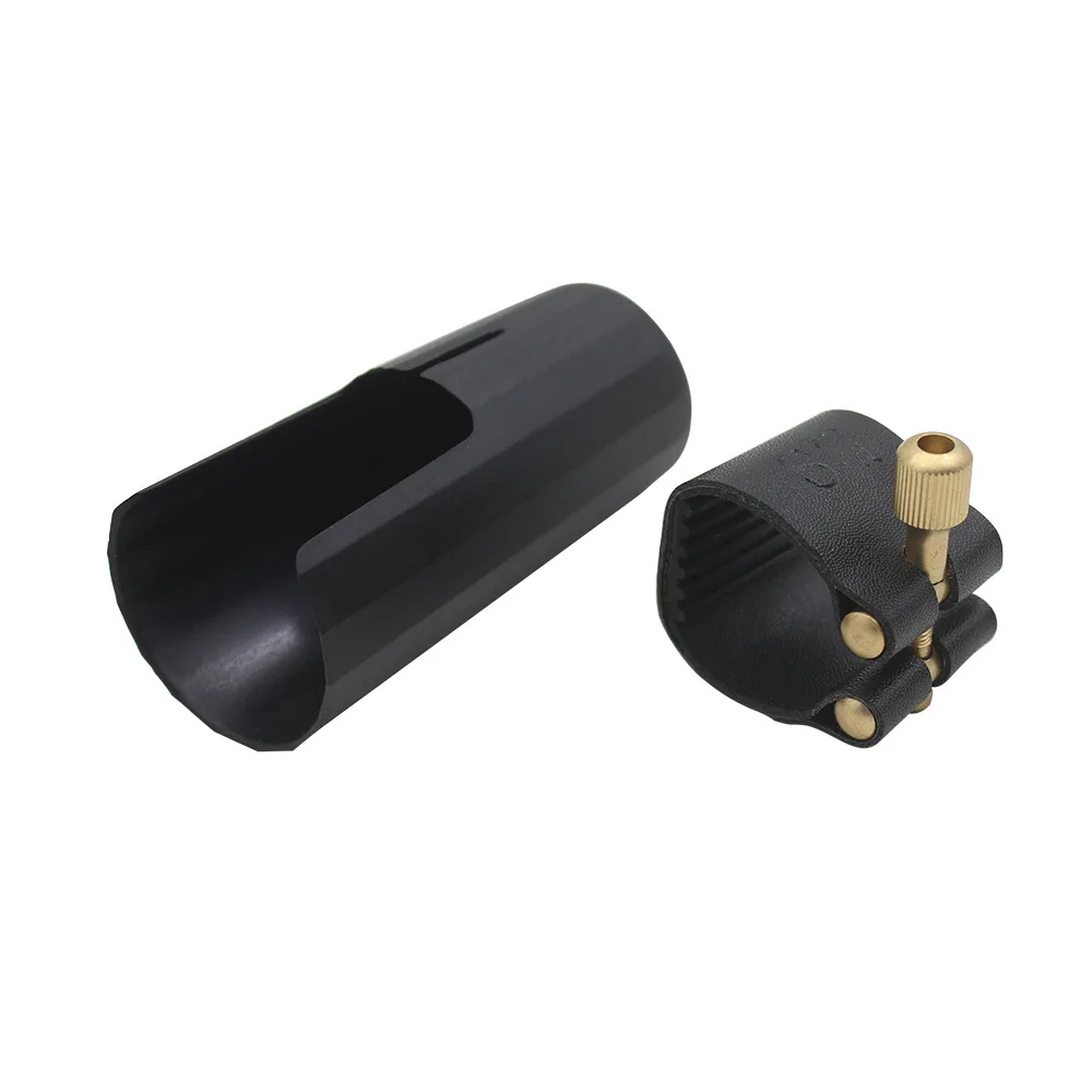 Leather Clarinet Ligature with Cap Soft Leather Fastener Mouthpiece Cap Set for Bb Clarinet Ebonite Mouthpieces