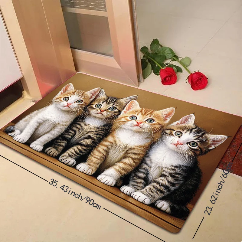 Cartoon Four Cats Rug Soft Doormat for Shoe Removal at Entrance Welcome Mat Carpet For Live Room Rug For Bedroom Home Dec