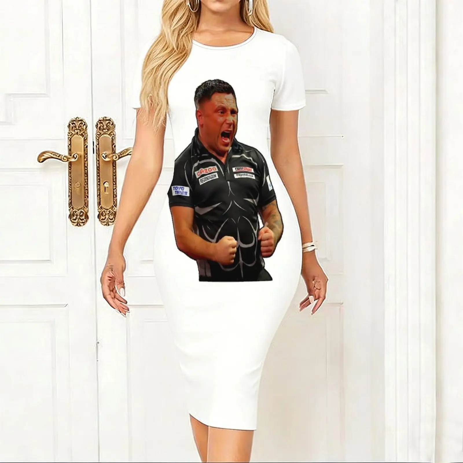 Gerwyn price Darts,FUNNY GIFT FOR GERWYN PRICE LOVERS,FUNNY Women's Short sleeved Tight Hip hugging Skirt