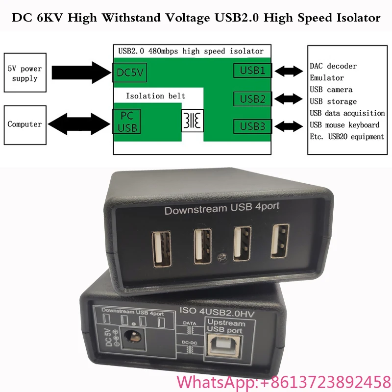 

USB2.0 High-Speed Isolator 480M Eliminates Decoder DAC Common Ground Current Sound Protection USB Port 6kv Withstand Voltage