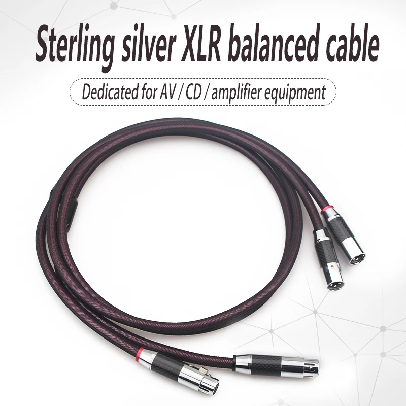 Hifi cable grade 4N sterling silver xlr audio cable balance cable square cable silver power amplifier CD player