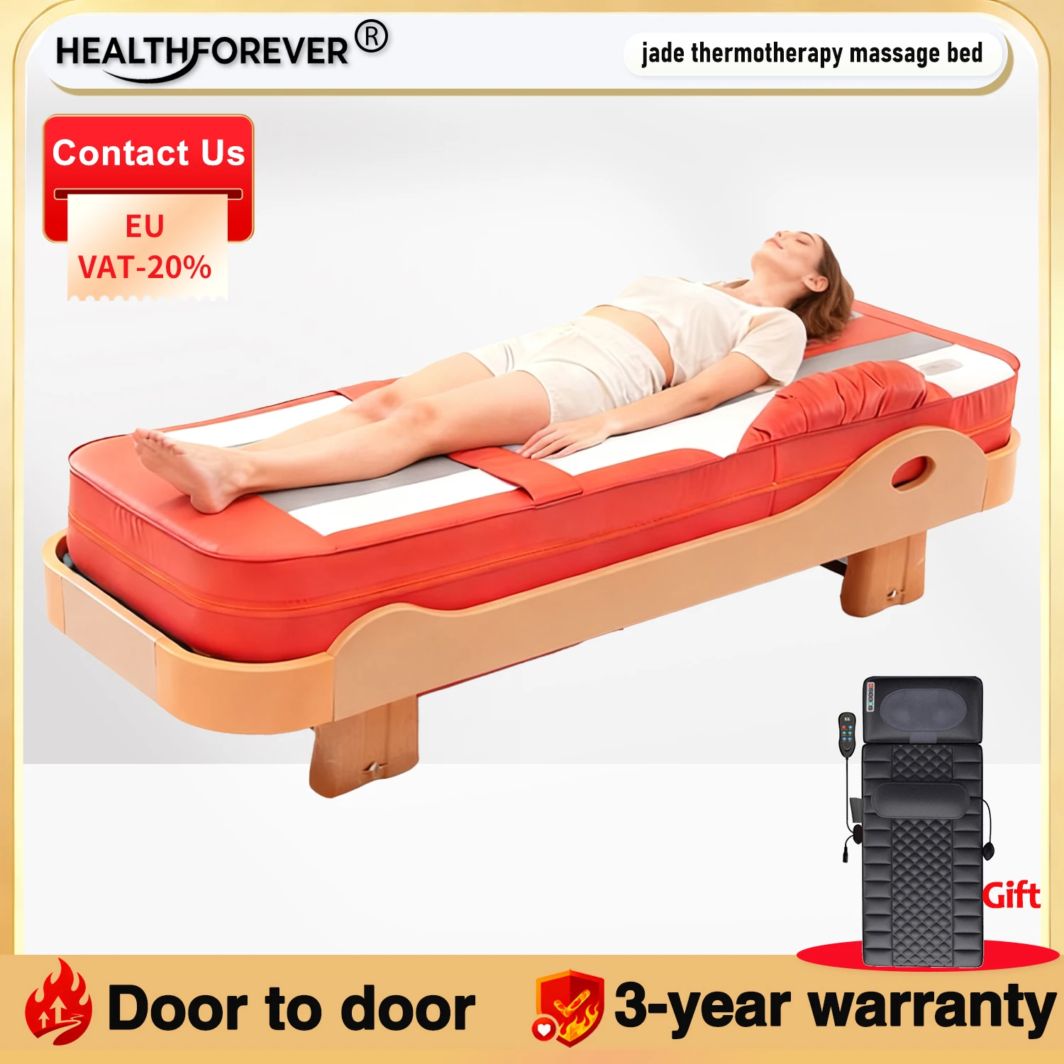 3-Year Warranty Infrared Therapy Heating V3 Master Jade Roller Massage Bed Electric Full Body Moving And Rolling Heat Jade Stone
