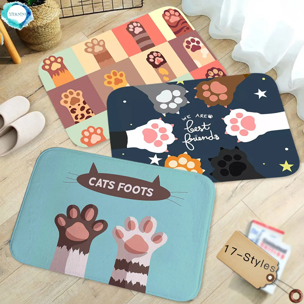 

VIKAMA Cute Cartoon Cat Paw Carpet Home Decor, Entrance Welcome Mat, Bathroom Water-Absorbing And Anti-Slip Rug, Dirt-Resistant