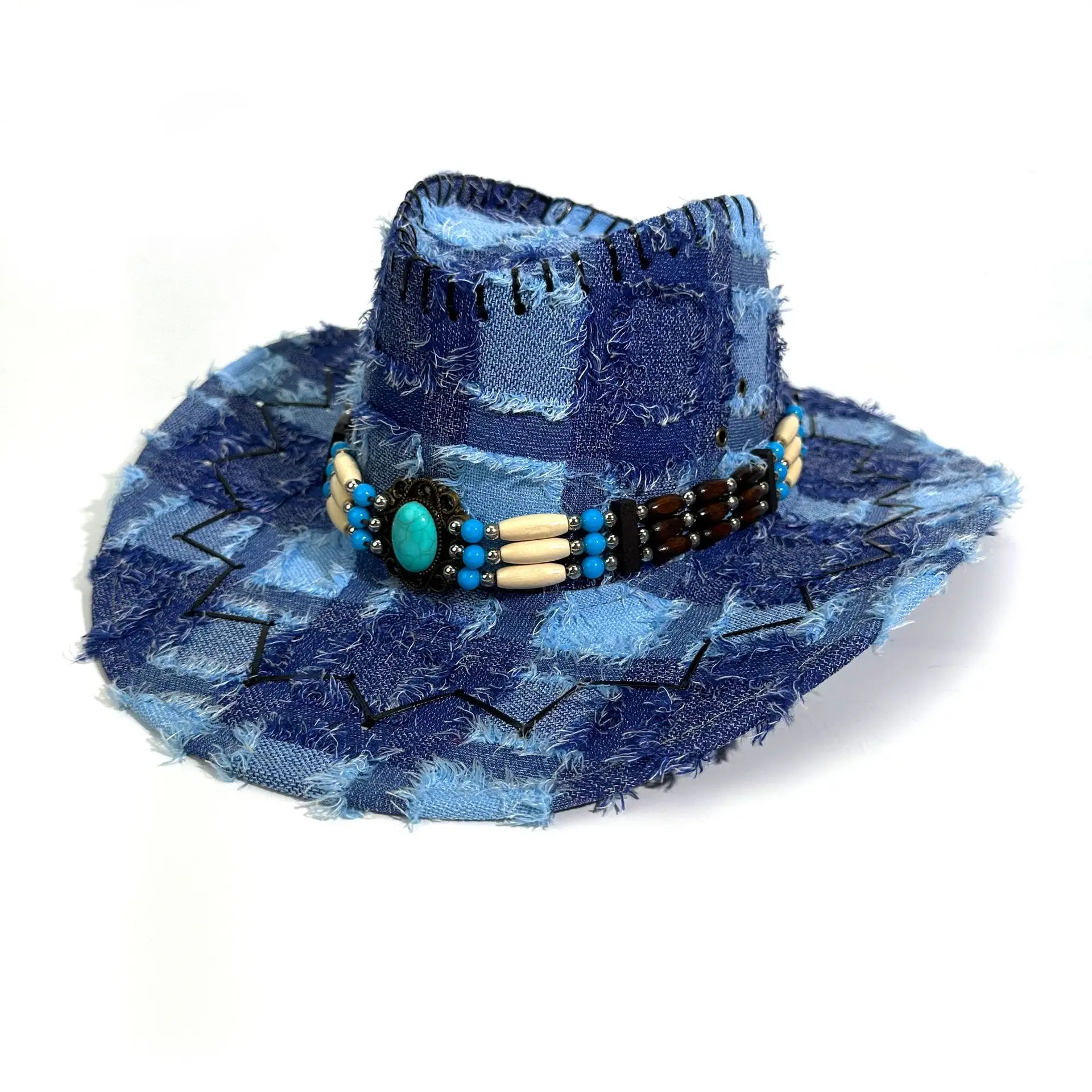 

Spring and Summer Western Cowboy Outdoor Shade Sun Protection Big Eaves Beach Hat Men's and Women's Riding Hat Jazz Hat