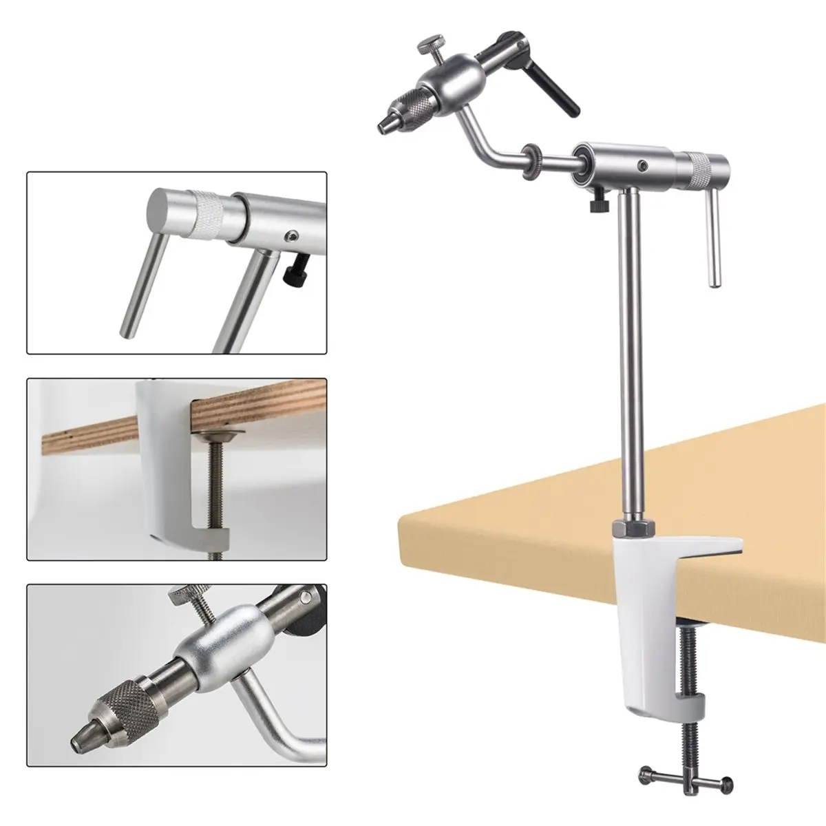 A86G NEW 360° Rotary Fly Tying Vise with Sturdy Base, Premium Aluminum Adjustable Fly Tying Tool Rotary Bench Vise