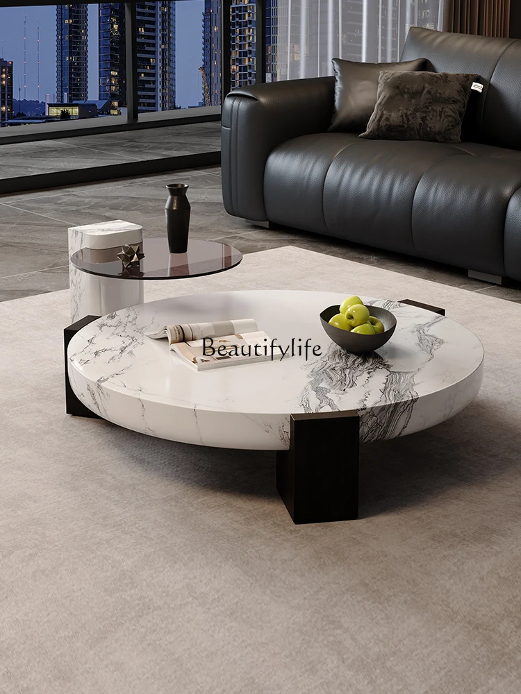 Modern simple marble coffee table Italian minimalist living room glass size apartment new coffee table