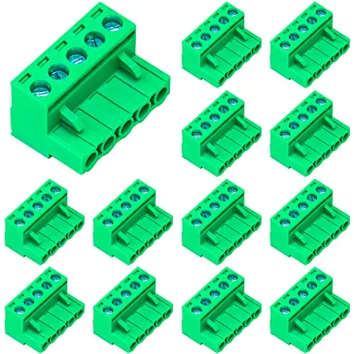 

15 Pcs 5.08mm 5 Pin Phoenix Type Connector Green PCB Screw Terminal Block 5 Pole