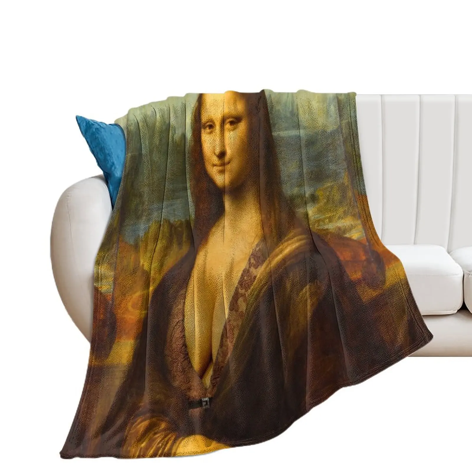 Mona Lisa Big Boobs Parody Throw Blanket Luxury Brand Tourist Flannel Retros Blankets