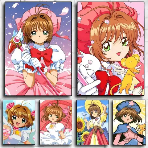 1PC Card Captor Sakura Magic Anime Girl Diamond Poster Canvas Wall Art Print Poster Decorative Mural Home Decor Gift Unframed