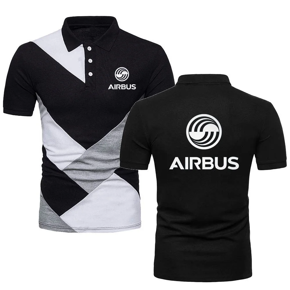 AIRBUS AVIATION Flight Polo Shirt Military Style T-Shirts Airbusfan A320 Army Combat Tactical Lapel Tops Patchwork Color Polos