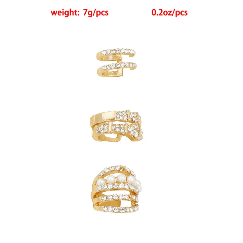 3pcs/set Multi-element Imitation pearl Crystal Geometric Ear Cuff Non-Piercing Ear Bone Clip Men Women Summer Jewelry Boho