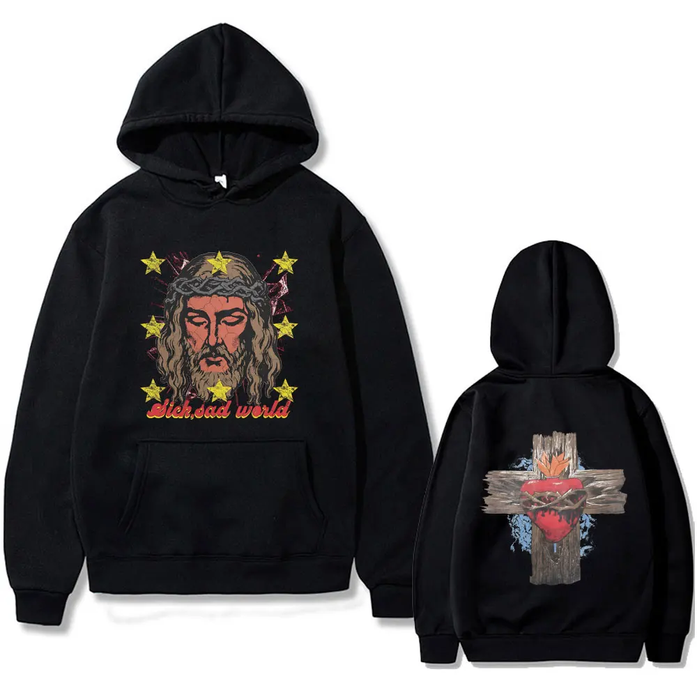 

Christian Jesus Sick Sad World Hoodie Men Women Fashion Casual Oversized Pullover Hoodies Men's Hip Hop Rock Style Sweatshirt