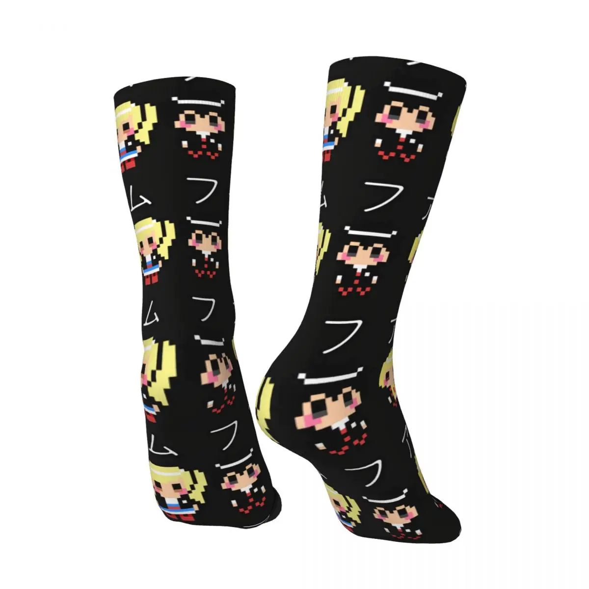 Hip Hop Vintage Thieves Phantom Kanji 8 Bit Pixel Art Crazy Men's compression Socks Unisex Persona Series Game Crew Sock