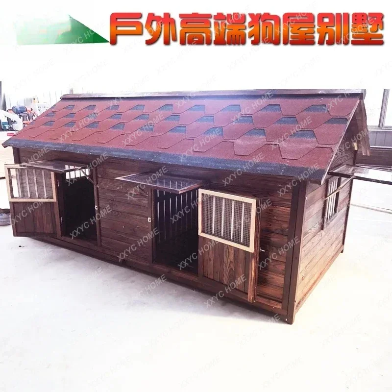 TTOutdoor solid wood dog house removable and washable waterproof and warm four-season dog house winter super large
