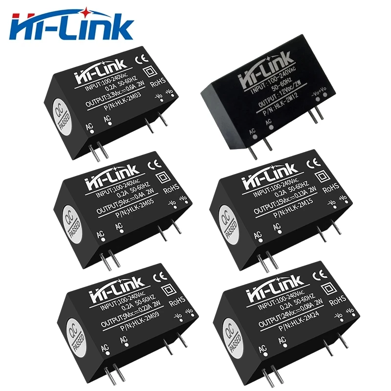 Módulo convertidor de CA a CC con CE ROHS, 2 piezas, envío gratis, Hi-Link, 2W, 85-264V a 3,3 V, 5V, 9V, 12V, 24V