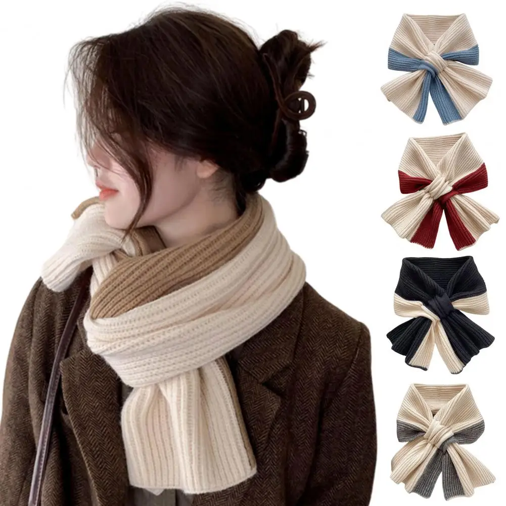 Fashionable Color Block Neck Gaiter Knitted Neck Warmer Scarf for Women Winter Thermal Neck Gaiter Soft for Outdoor for Lazy