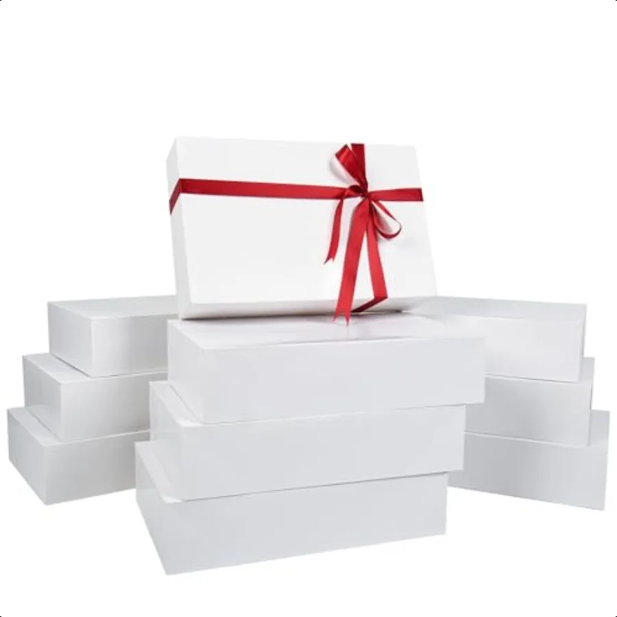 10 Piece Extra Large Gift Boxes Premium White 4inch Deep